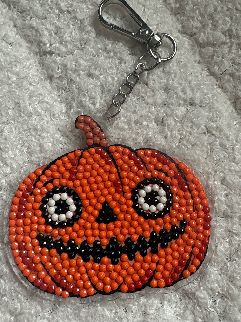 Orange Beaded Pumpkin Keychain